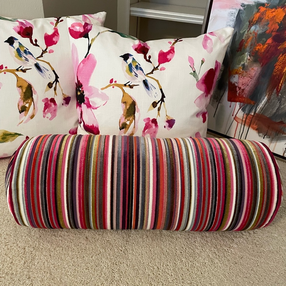 Colorful Striped Bolster Pillow